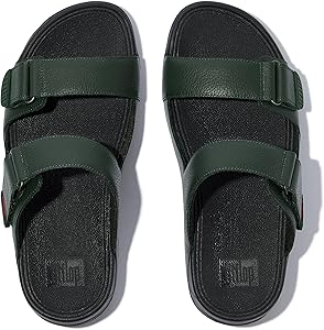 Amazon.com | Fitflop Men's Gogh Moc Slide in Leather Sandal, Deep