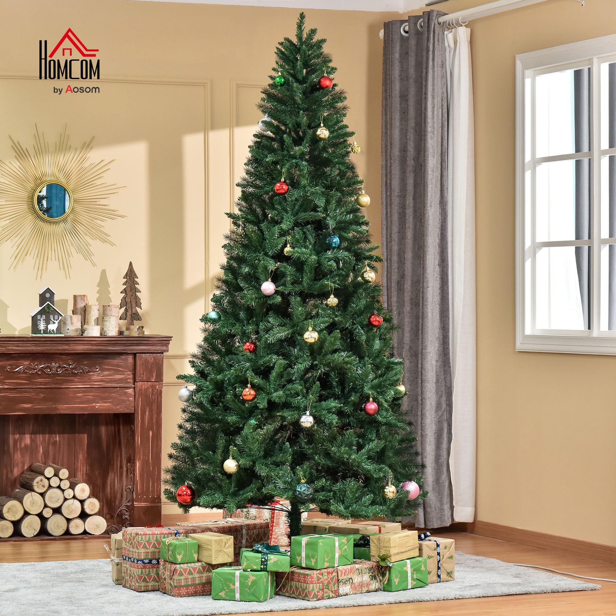HOMCOM Sapin de Noël Artificiel 240 cm Haut, Imitation Nordmann, Vert