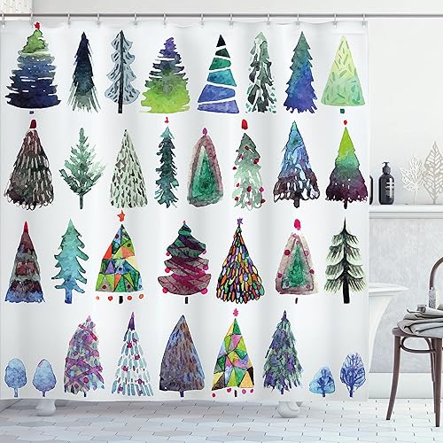 Miniatura 45 de Creative Bath cortina de regadera en tela impermeable con pintura en estéreo, de 72 x 72 pulgadas Verde Blanco Marrón,Verde Rojo Bronceado,Verde