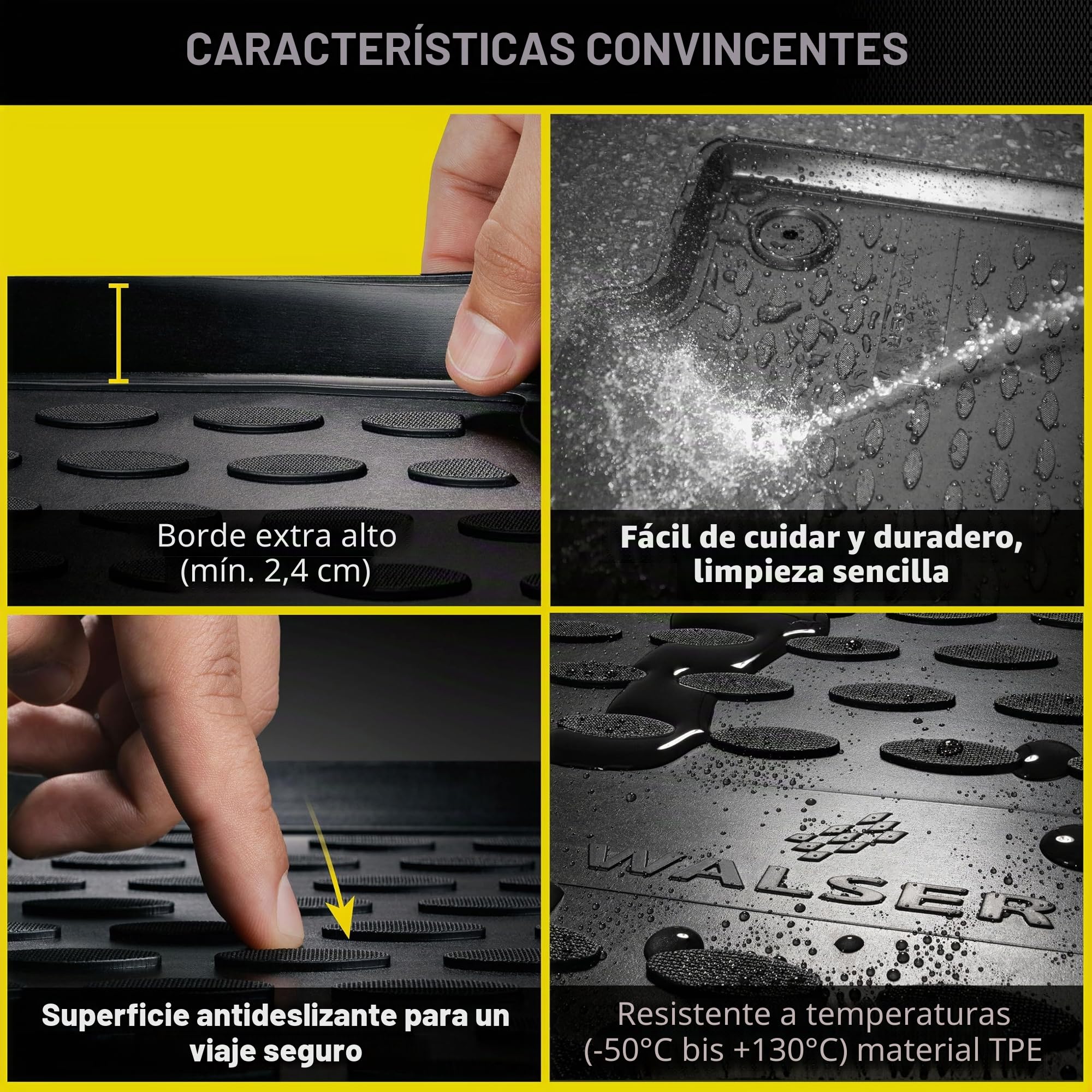WALSER Alfombrillas de goma a medida XTR compatible con VW Multivan T6 2015-2019, alfombrilla coche, protector de suelo coche