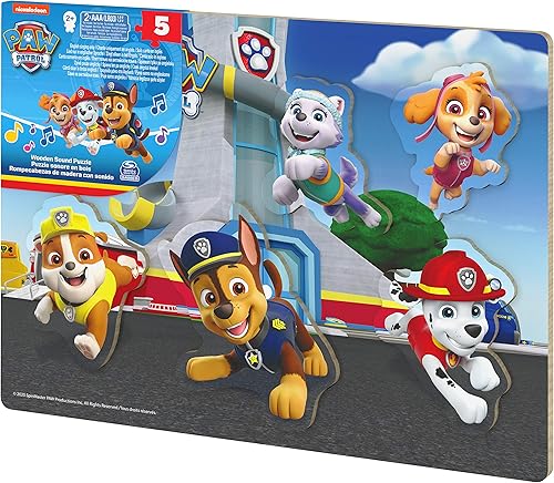 Miniatura 2 de Spin Master Games 6059998 Nickelodeon PAW Patrol Sound - Rompecabezas para niños, 5 piezas, color gris