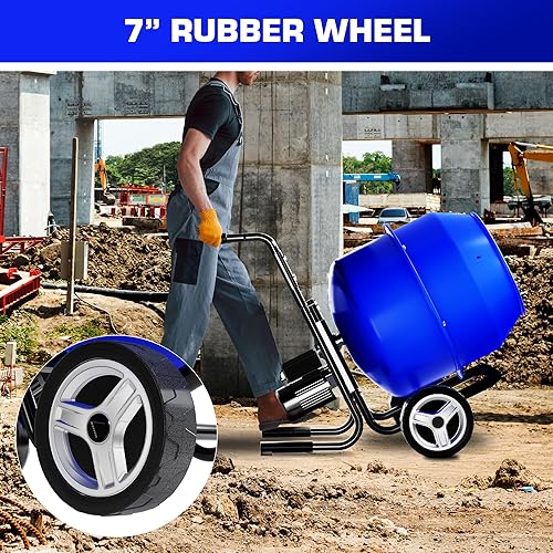Miniatura 6 de Mezclador de hormigón eléctrico, 5.3 pies cúbicos, 1 HP. Mezclador de hormigón eléctrico portátil de tambor de polietileno de 750 W, máquina