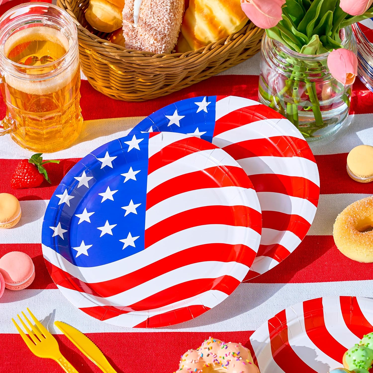 JOYIN 72 Pcs July 4th Patriotic Plates, 9” American Flag Disposable Paper Plates for 4th of july party, Independence Day Memorial Day Patriotic Party Supplies