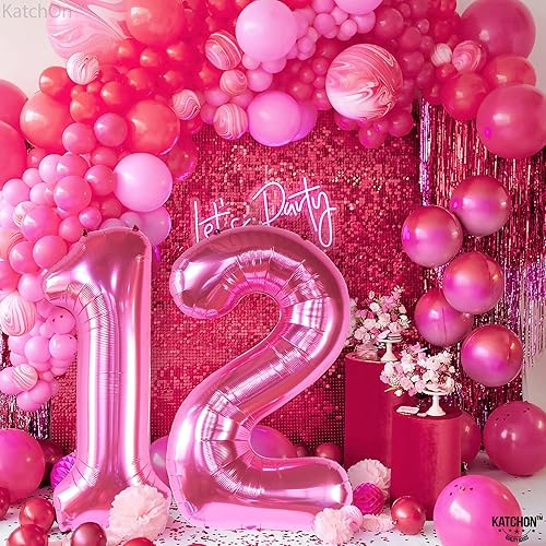 Vista 46 de KatchOn, Globo verde oscuro del número 12, 40 pulgadas, globos verdes del número 12 para decoraciones de cumpleaños de 12