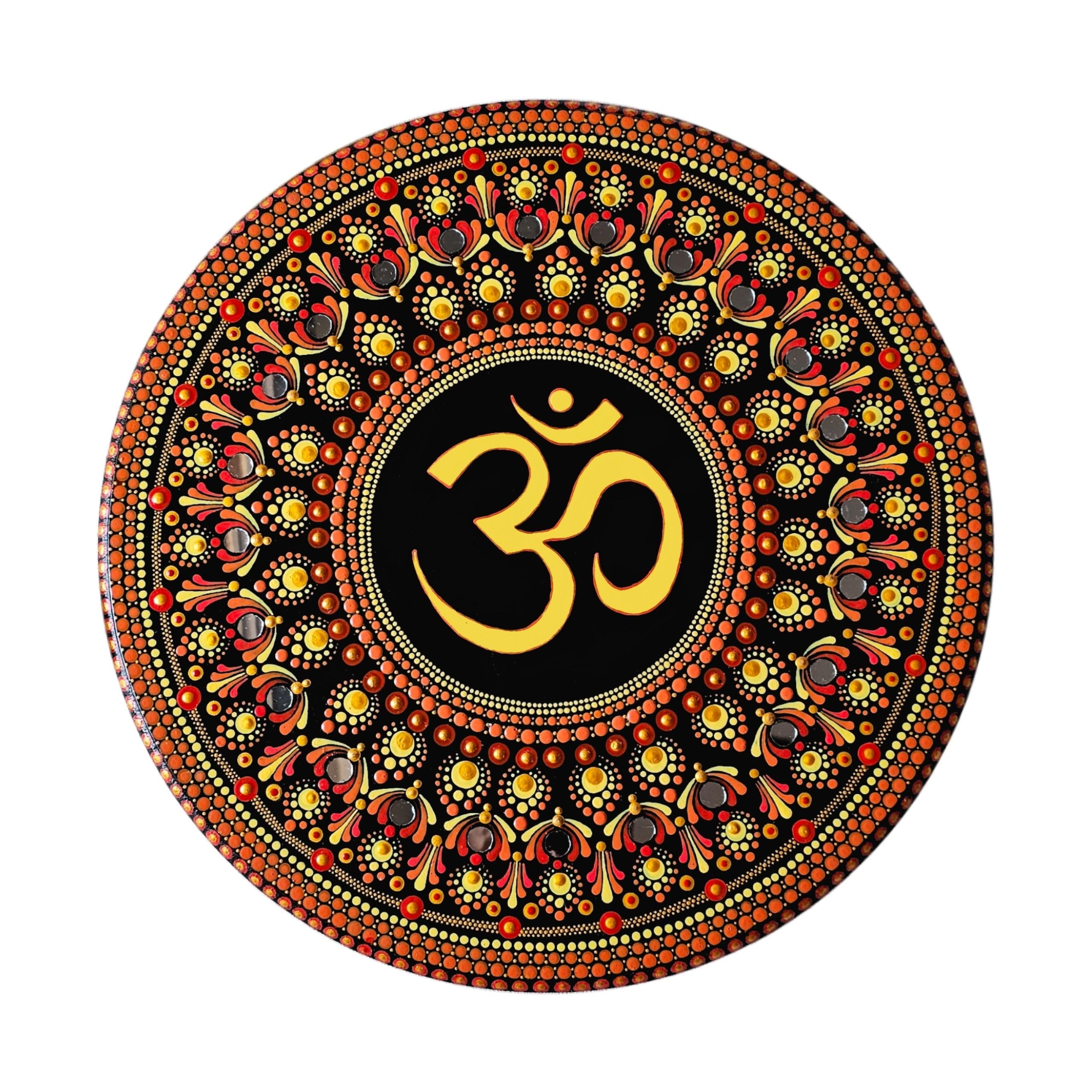 The Homely Habitat™ ॐ - Hand-Painted Om Mandala Wooden Wall Art for Peace and Serenity, Wall Hanging, Home Temple (12 Inch)