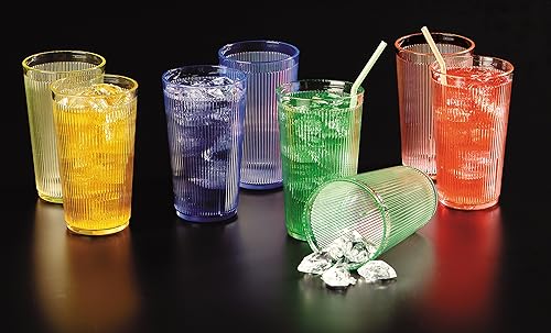 Miniatura 6 de Carlisle FoodService Products 403407 Crystalon RimGlow Caribbean - Vaso de policarbonato (16 onzas), transparente