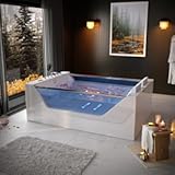 PRO Series Model Jetted Tub, Freestanding Whirlpool Bathtub | 71"x48" Heated Bubble for 2 | Thermostatic Control & Chromotherapy Lighting | White Acrylic (ETL Certified)