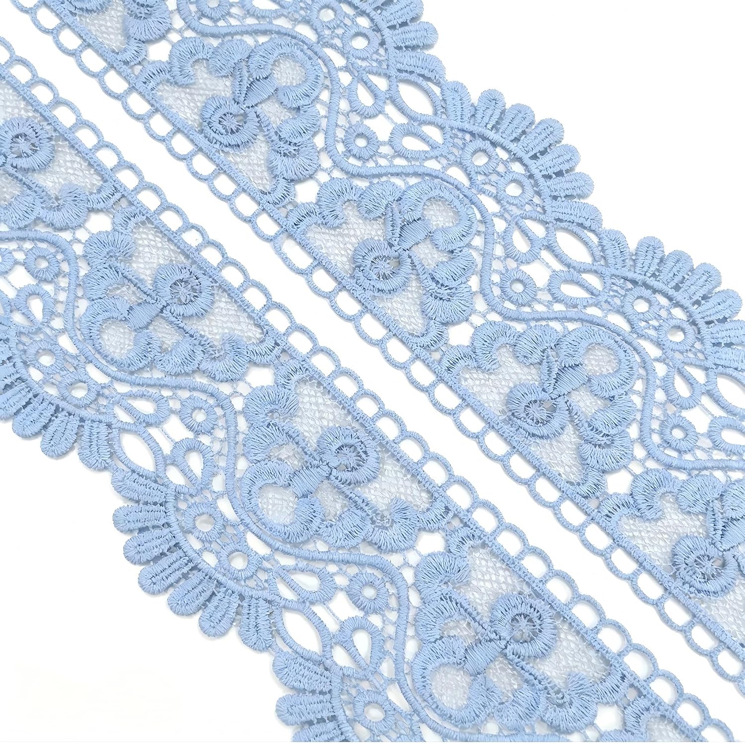 3 Yards 10cm Wide Misty Blue Floral Venice Lace Trim - Embroidered Lace Ribbon for Wedding Applique, DIY Sewing & Crafts