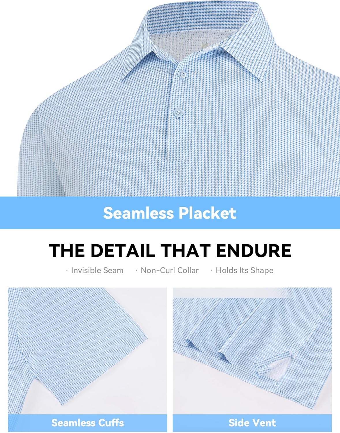 Esabel.C Mens Mesh Golf Polo Shirt Print Dry Fit Moisture Wicking Stretch Seamless Active Polo Shirts for Men Short Sleeve - Image 3