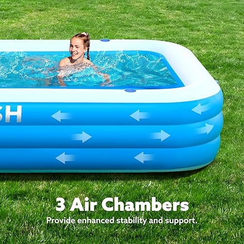Miniatura 4 de SLOOSH Piscina inflable para adultos con asientos, 120 x 72 x 22 pulgadas, tamaño completo, piscina familiar duradera y gruesa sobre el suelo,