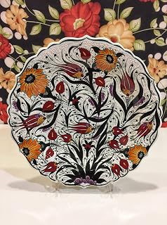 IstanbulArtWorkshop 12'' Handmade Turkish Ceramic Plate For Wall Decor,Decorative Wall Plate,Ceramic Wall Hanging Plate,Turkish Colorful Plate,Handmade Pottery