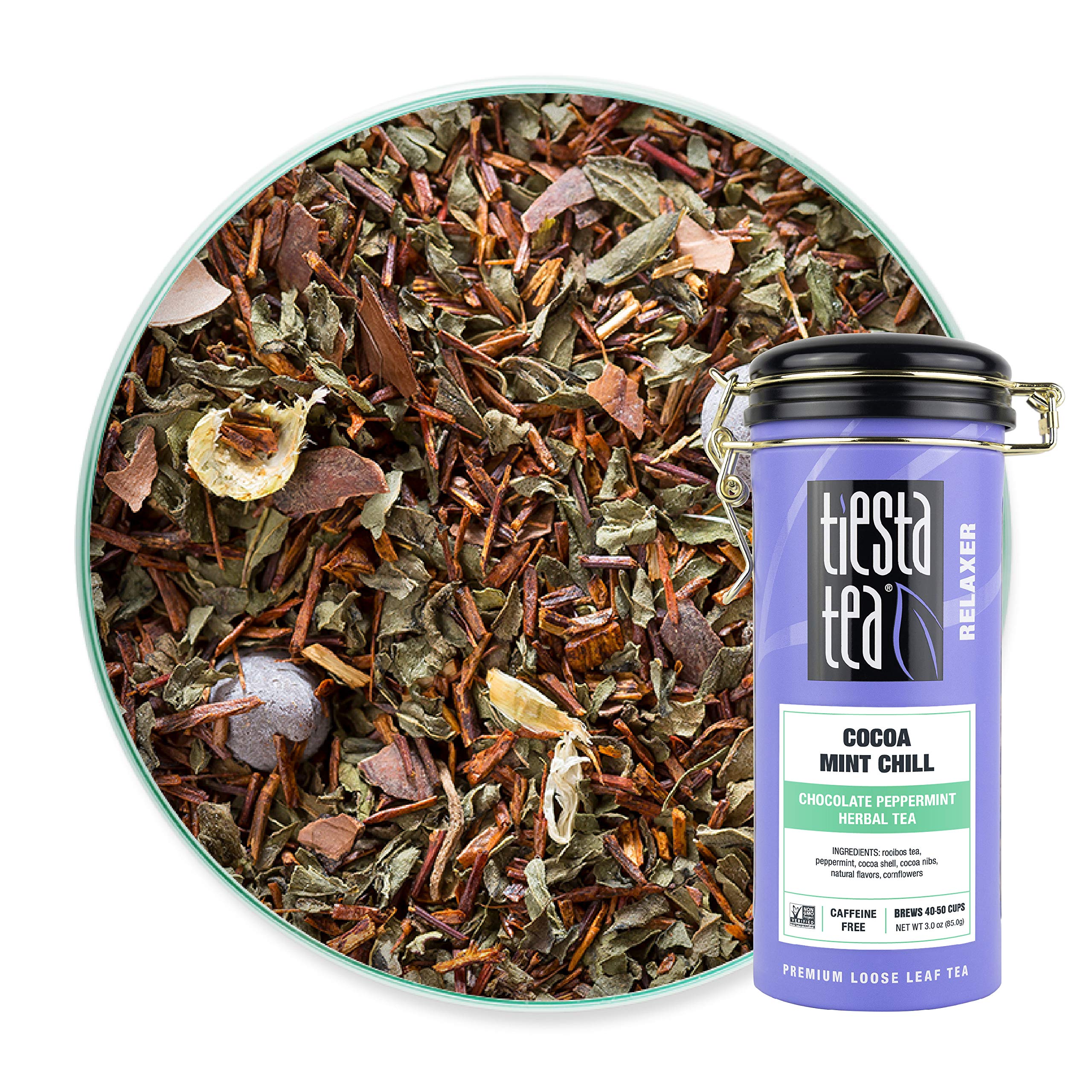 Tiesta Tea - Cocoa Mint Chill, Loose Leaf Chocolate Peppermint Herbal Tea, No Caffeine, Hot & Iced Tea, 3 oz Tin - 50 Cups, Natural Flavors, Stress Relief, Herbal Tea Loose Leaf