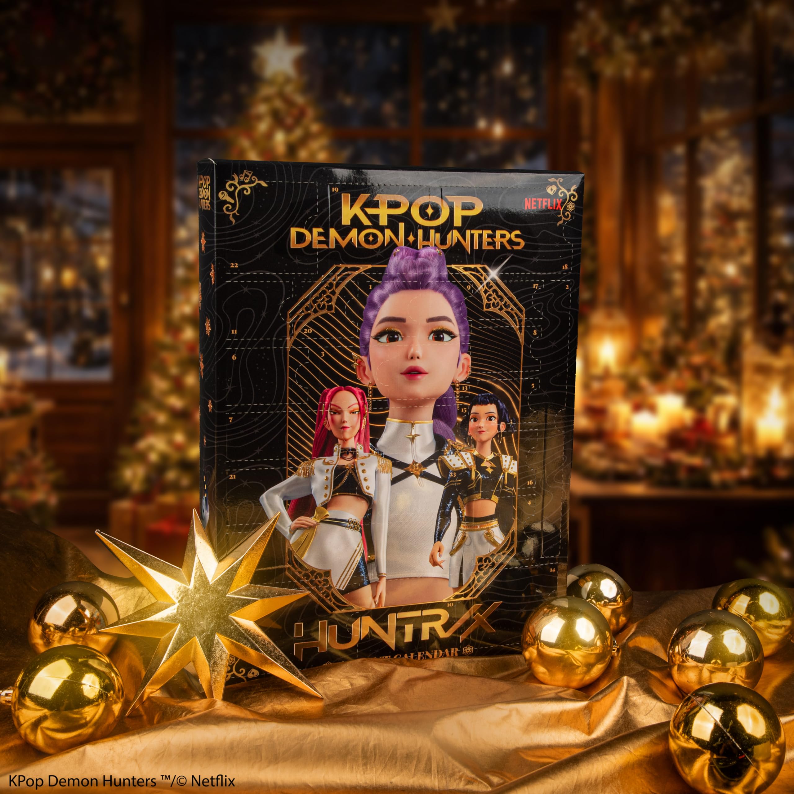 Cinereplicas KPop Demon Hunters - Calendario dell'Avvento dorato 2026, 24 regali inclusi, cancelleria e piccoli accessori, licenza ufficiale