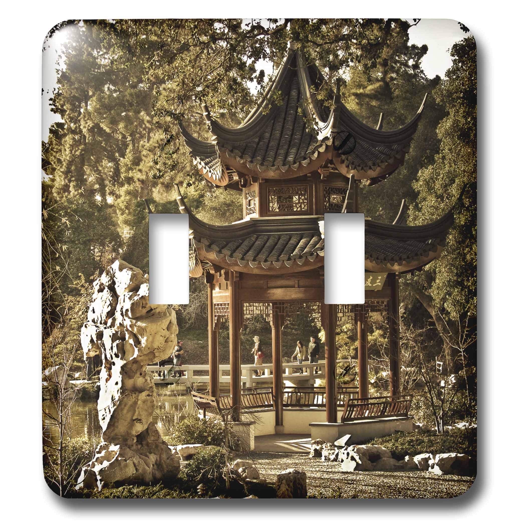 3dRose lsp_12676_2 Chinese Pagoda Garden Double Toggle Switch
