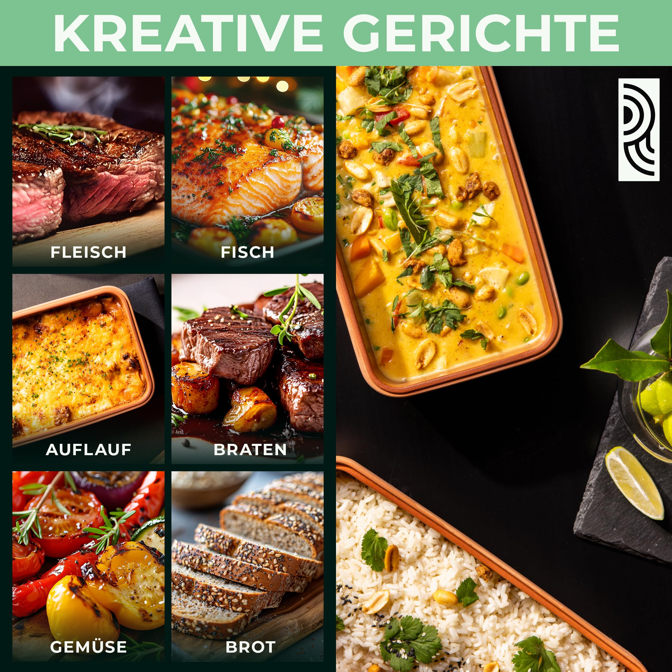 myromy® 2 Stück – Brick BBQ Mini-Bräter aus Keramik – Bräter, Dampfgarer, Schmortopf mit Aroma-Noppen – Grillschale & Auflaufform für Grill, Backofen & Mikrowelle – Brotbacktopf, spülmaschinengeeignet