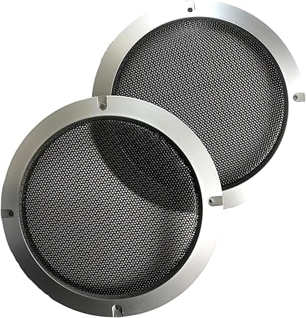Amazon イー ドルフィン スピーカー グリル シルバー 装飾 汎用 メッシュ カバー 2個セット スピーカーメッシュカバー 汎用 E0010 3インチ オーディオパーツ 車 バイク