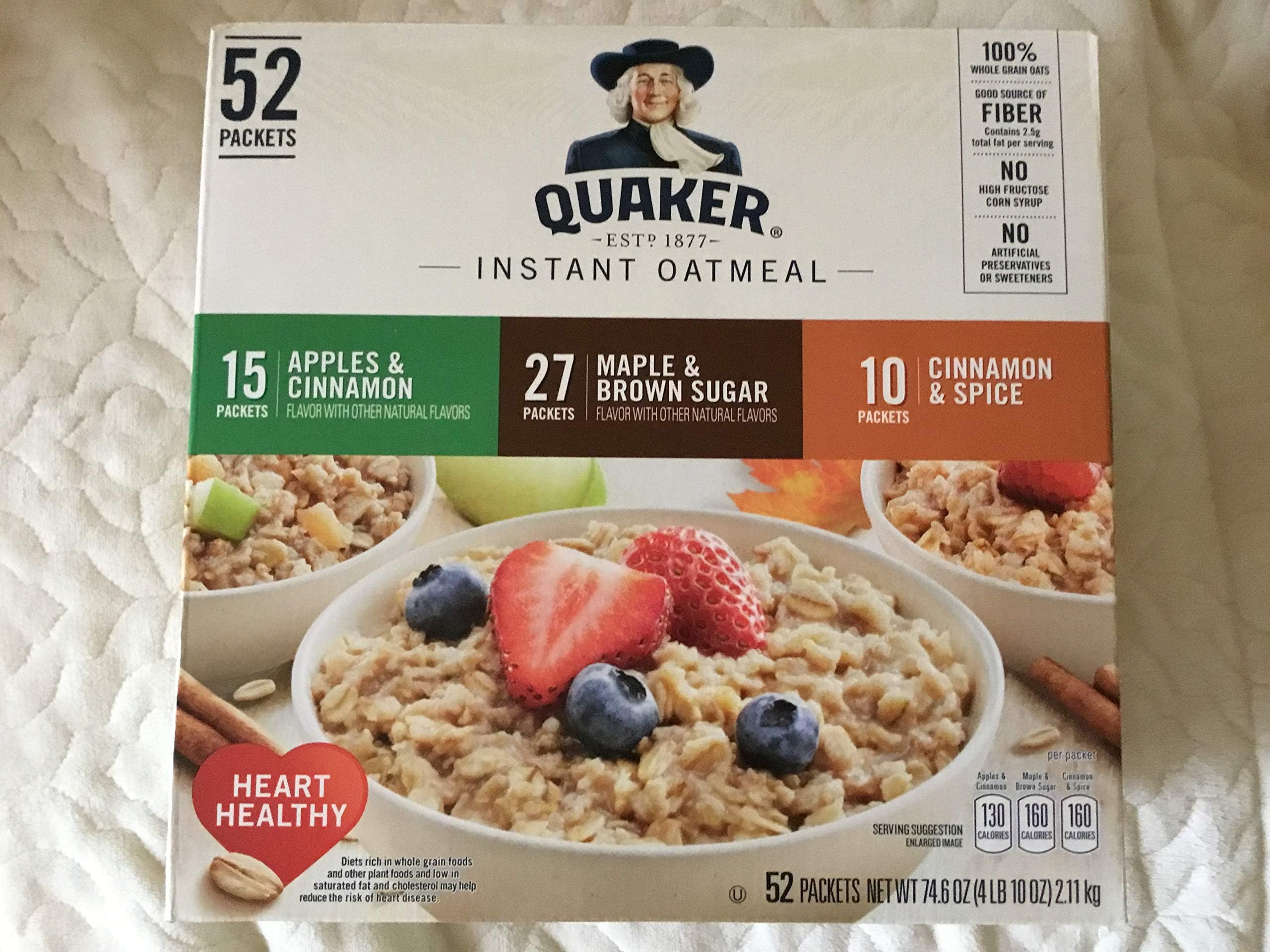 Instant Oatmeal Apples & Cinnamon Maple & Brown Sugar & Cinnamon Spice 52 Sachets 2.11kg (74.6 OZ)