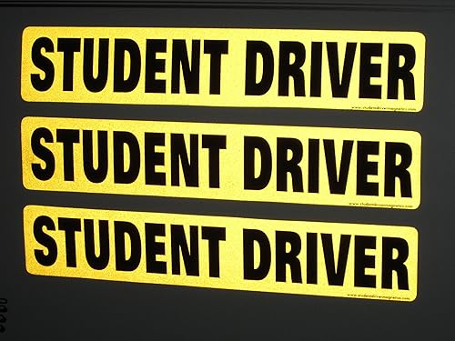 Juego de 3 imanes para conductor de estudiante, señal reflectante para coche, más grande que los otros letras grandes de 2.0in en un magnético de