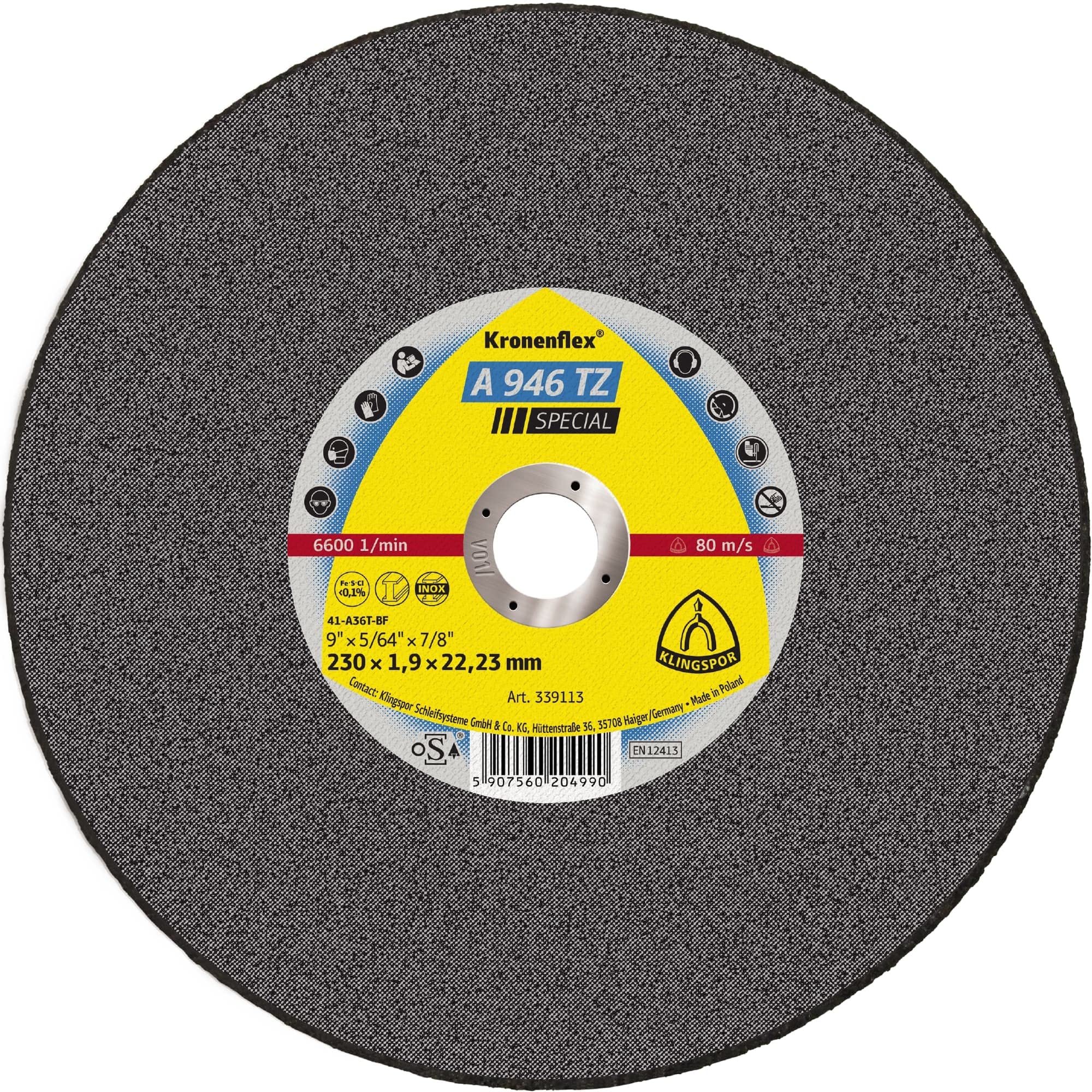 Kronenflex A 946 TZ tarcze do cięcia 230 x 1,9 x 22,23 mm proste - do stali i stali szlachetnej - 339113 | 25 sztuk w pudełku Kronenflex