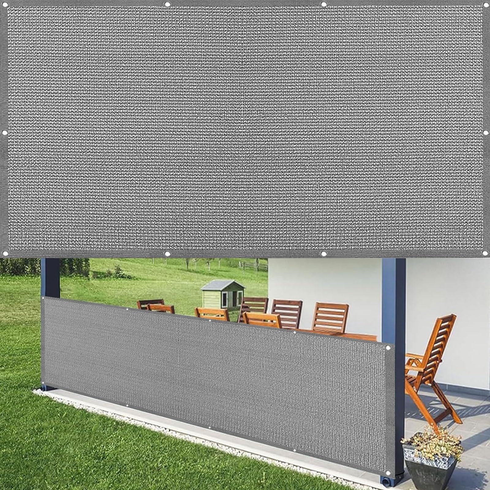 Osłona Ogrodzeniowa Balkonu 85 x 700 cm Wentylowana Osłona Przeciwsłoneczna Z Opaskami Kablowymi Na Balkon I Patio Ogrodowe, Szary