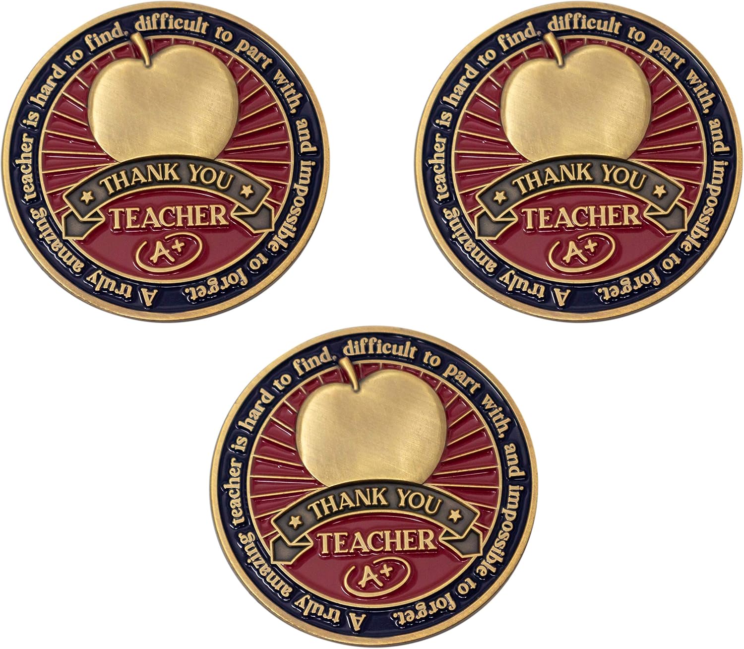 Teacher Appreciation Coin, Bulk Pack of 10, Thank You Teacher Gift, Pass Along Pocket Token of Gratitude for Teachers and Educators, Antique Gold-Color Plated Proverbs 9:9 Challenge Coin