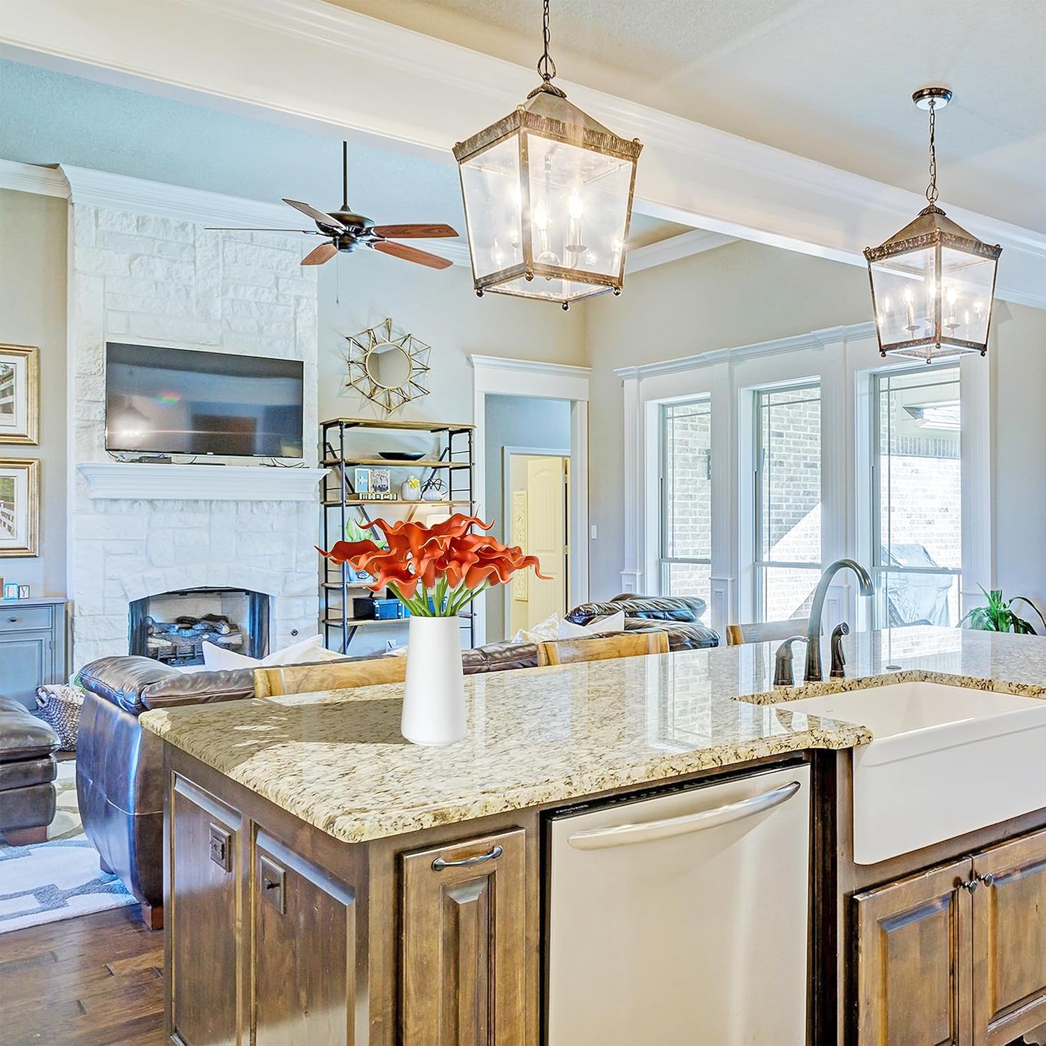 Mandy's PU Burnt Orange Calla Lily Artificial Flowers 20 Stems 13.5in Faux Realistic Centerpiece for Valentine's Day and Easter Decorations DIY Bridal Bouquet Home Décor - Image 4