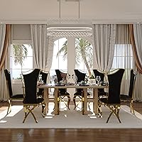 Vista 9 de ACEDÉCOR Juego de 4 sillas de comedor de terciopelo, sillas de cocina tapizadas de lujo negras con respaldo alto aerodinámico, modernas y hermosas