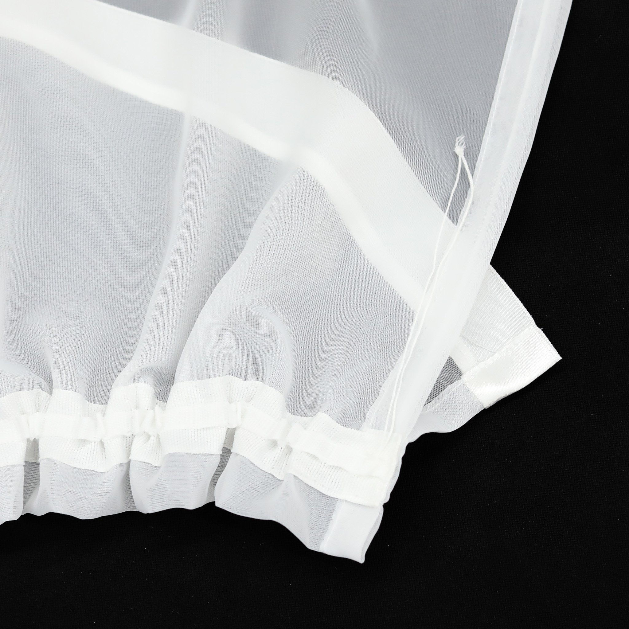 ESLIR Scheibengardine mit Kräuselband Gardinen Küche Voile Weiß 120x450 | Bistrogardinen, Transparent, Stores Vorhänge mit Satinband, 1 Stück, Fenstergardinen modern, Wohnzimmer, Küchengardinen