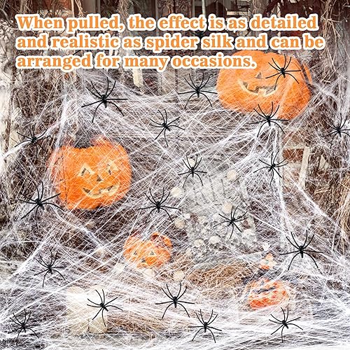 Miniatura 6 de MAQIHAN Telarañas de 950 pies cuadrados, decoraciones de Halloween, telarañas de Halloween, decoraciones de Halloween, decoración de telaraña con 40