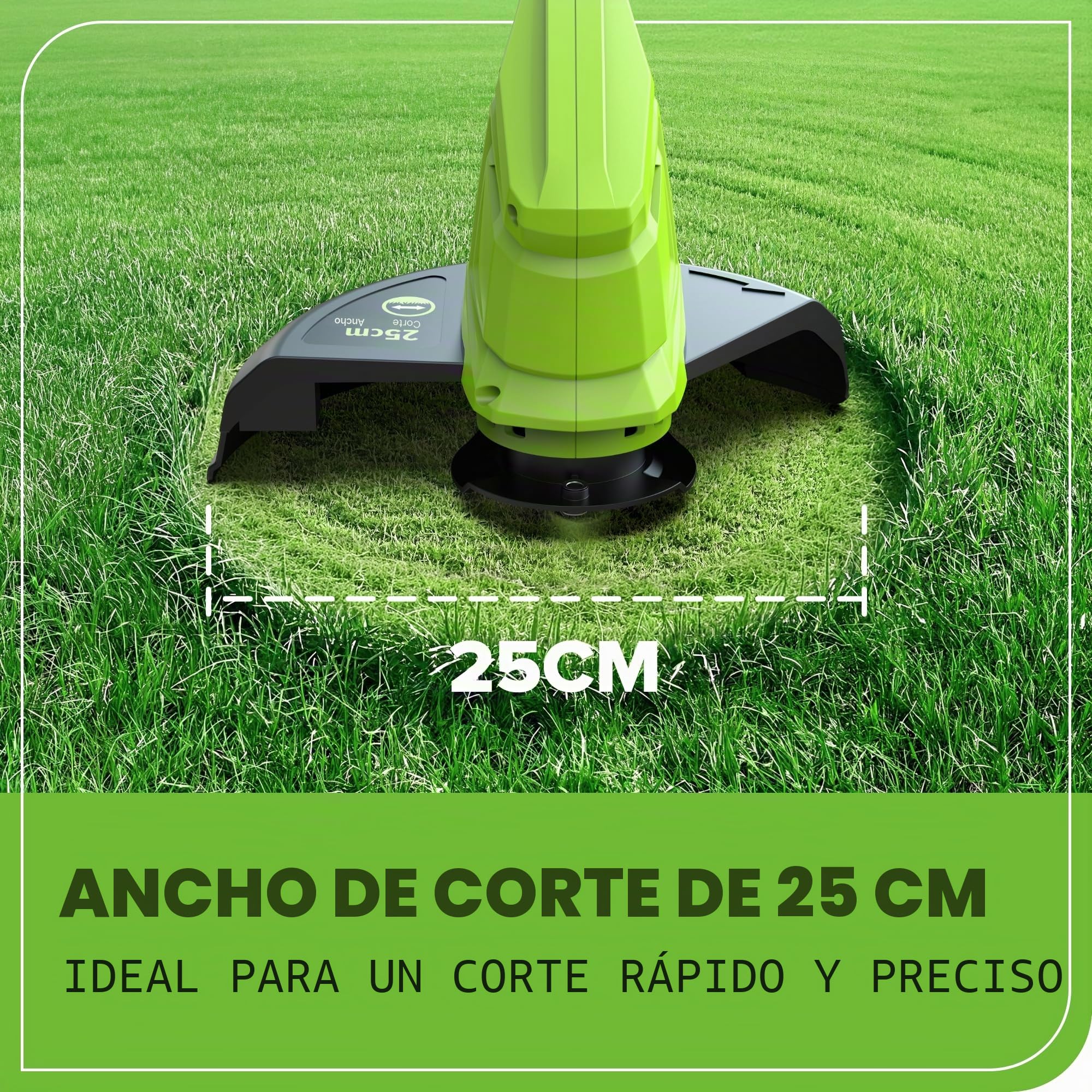 Greenworks G24LT25K2 Cordless Strimmer for Small to Medium Gardens, 25cm Cutting Width, Autofeed 1.65mm Nylon Line with 24V 2Ah Battery & Charger, 3 Year Guarantee