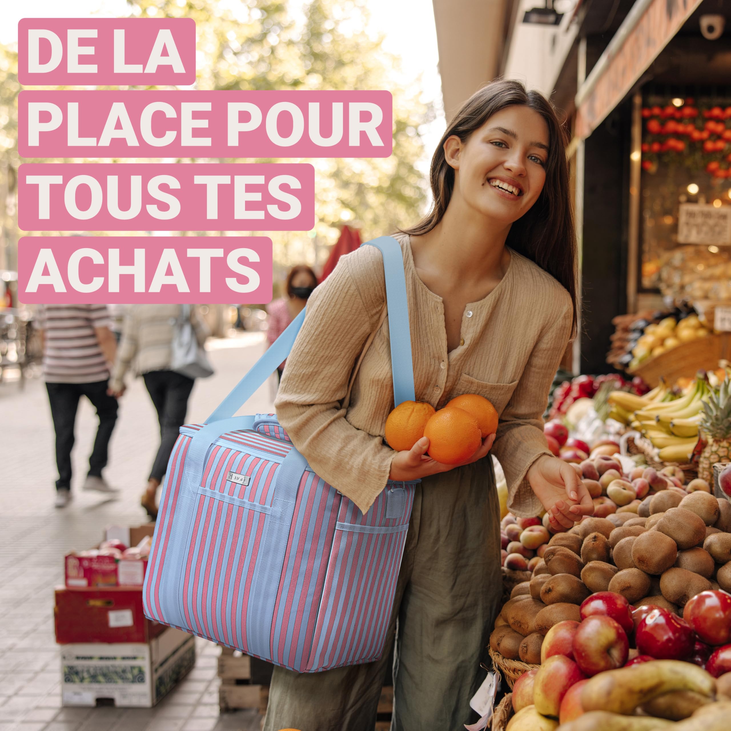 HOEL Sac isotherme pour aliments et boissons - Sac isotherme - Sac à déjeuner étanche et étanche - Sac isotherme pour voiture et shopping - Sac de pique-nique