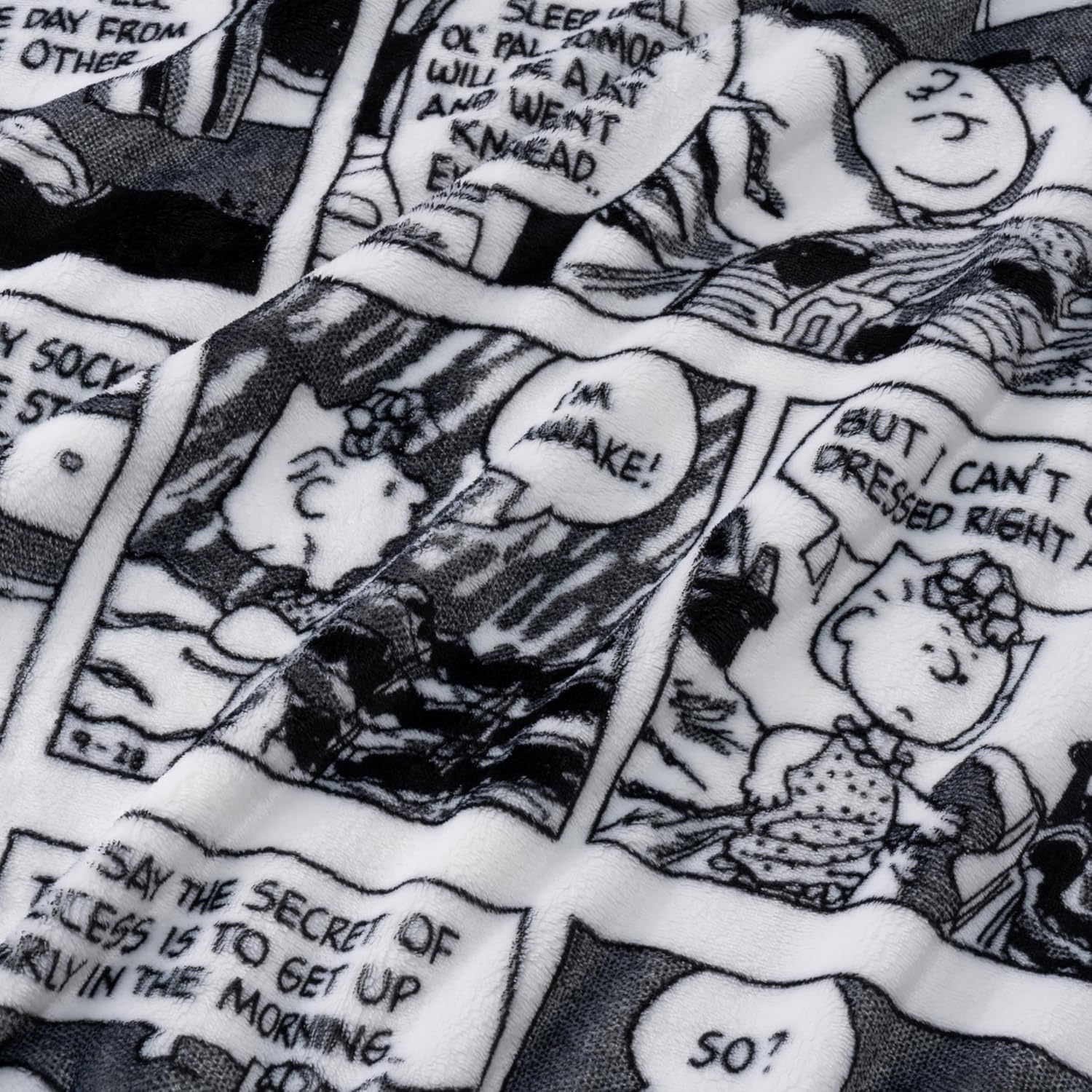 Berkshire Blanket Peanuts® VelvetLoft® Cute Character Snoopy Plush Oversized Kids Throw Blanket, I'm Up! Peanuts Comic Strips White (50in x 60in) - Image 8