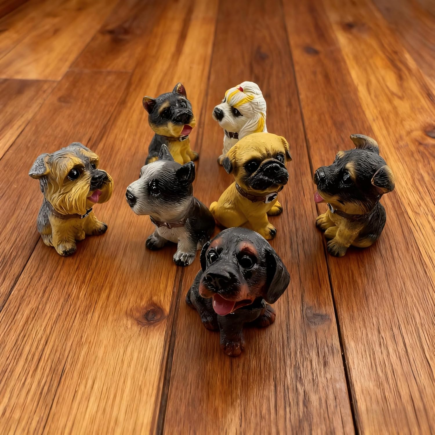 12 Pcs Dog Figurines, Realistic Detailed Puppy Figurines, Hand Painted Mini Dogs Animals Figures Cake Topper Easter Egg Birthday Gift