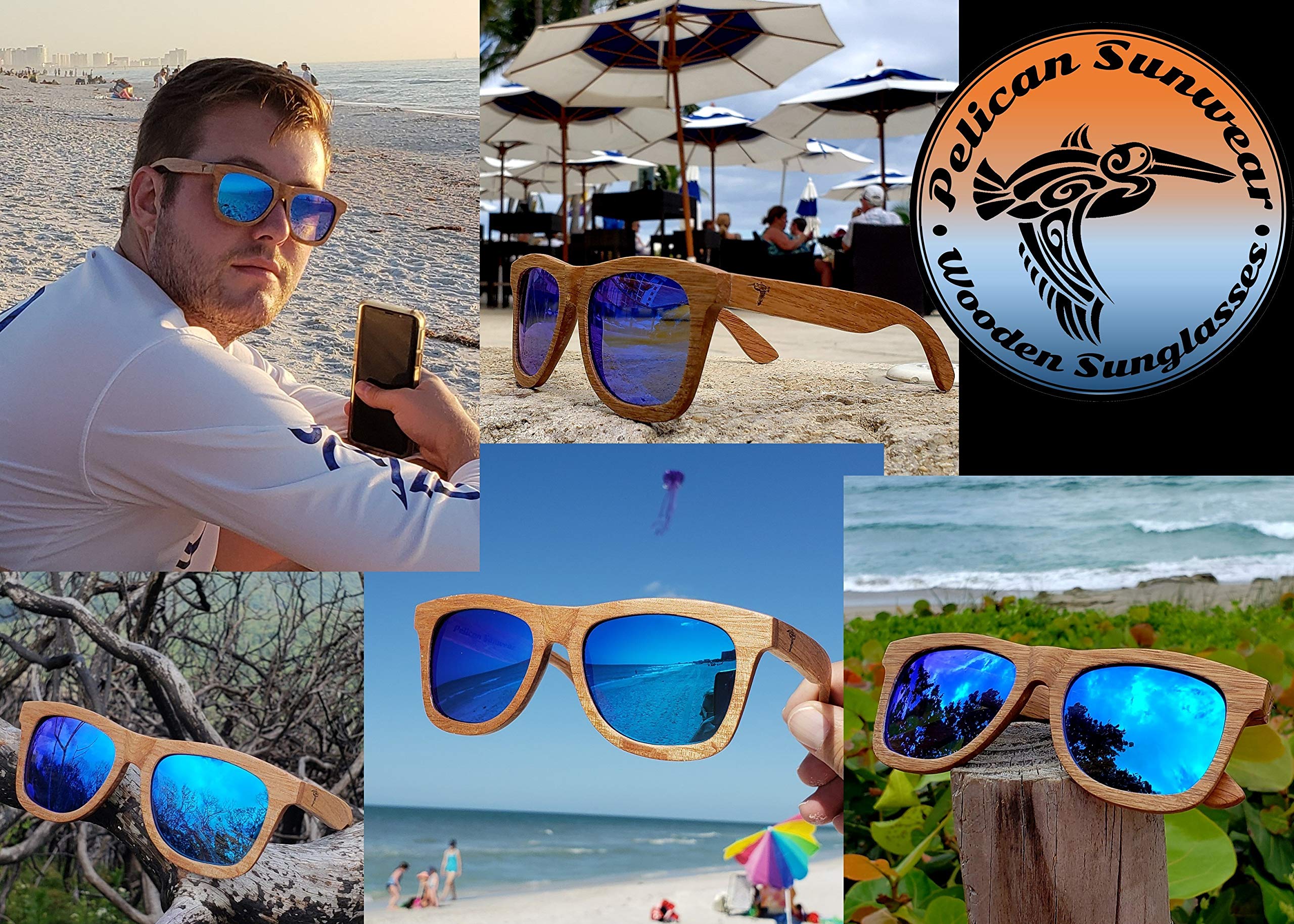 Gafas de sol de madera | Polarizadas | Marco de madera vintage | 100% protección UVA/UVB | Funda de bambú | Hombres y mujeres, Marco de madera natural 2