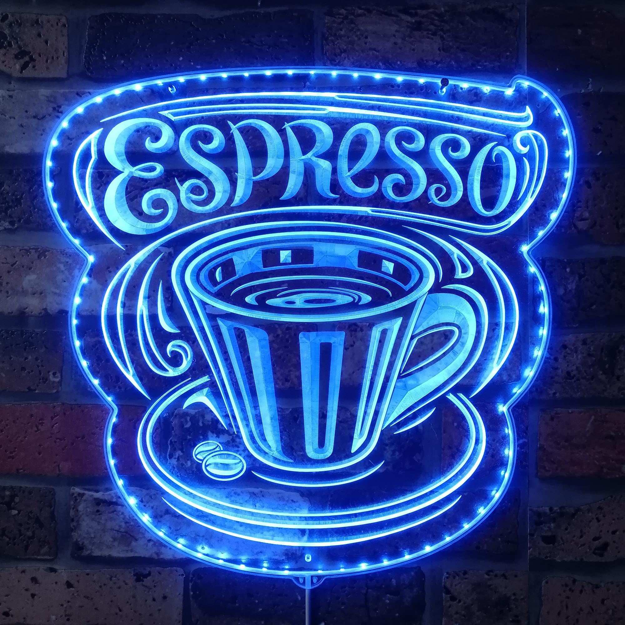 ADVPRO Espresso Coffee Shop RGB Dynamic Glam LED Sign - Cut-to-Edge Shape - Smart 3D Wall Decoration - Multicolor Dynamic Signage st06s66-fnd-i0252-c