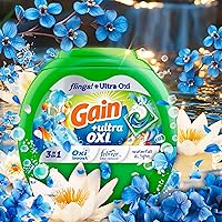 Vista 6 de Gain Flings - Cápsulas de detergente Ultra Oxi para ropa, 76 unidades, aroma Waterfall Delight, 3-en-1, compatible con HE
