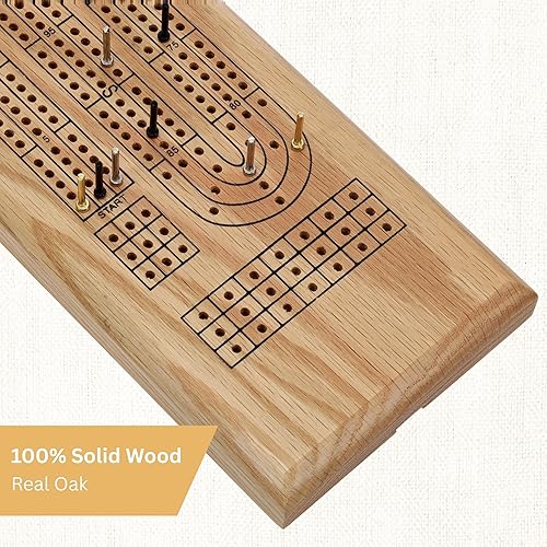 Miniatura 5 de WE Games Juego de tablas clásicas de madera de roble natural macizo, 3 tablas con clavijas de metal, tabla de cuna única para juegos familiares,