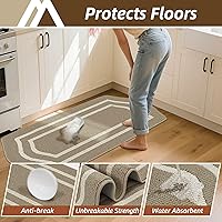 Vista 3 de COSY HOMEER Kitchen Rugs and Mats 24"x48" Non Slip Kitchen Mats for Floor Washable Kitchen Runner Rug Stain Resistant Standing Mat for Beige