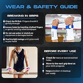 Gibson Athletic Rainbow Gymnastics Grips for Beginners, Unisex Durable Leather Grip with Hook & Loop Closure for Secure Grip & Wrist Support, Grips & Hand Protection for Young Gymnasts Made in USA