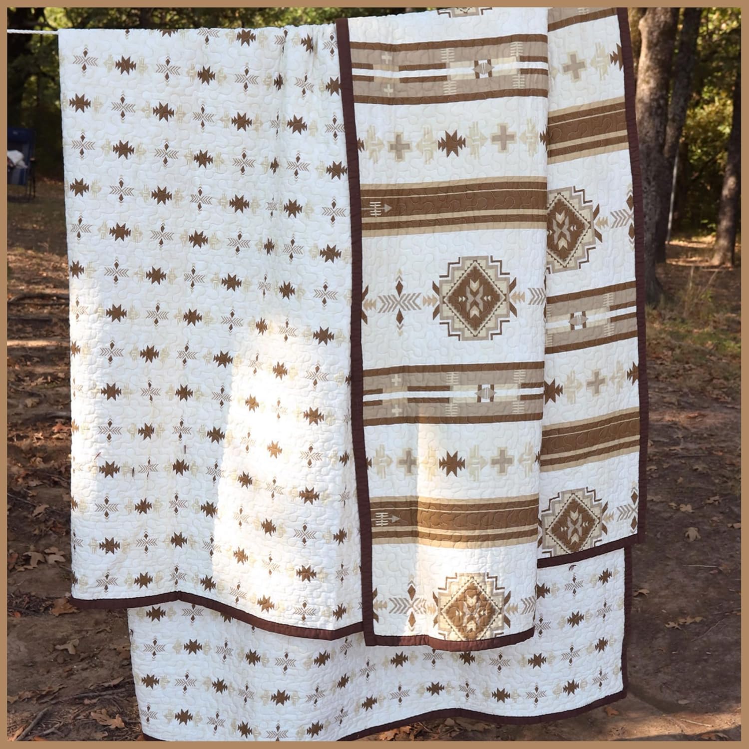 Paseo Road Dakota Queen Quilt Set, 3 Piece Rustic Western Bedding Set with Pillow Sham, Lightweight Reversible Cotton Quilt with Southwestern Aztec Pattern, Soft Breathable Cozy Boho Bedding - Image 10