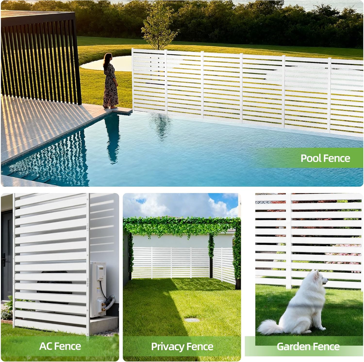 Air Conditioner Fence & Patio Privacy Screen – 40" W x 70" H Metal Privacy Fence Panel | Outdoor Privacy Panels for AC Units, Trash Cans & Pools | No-Dig Fencing for Patio Privacy & Gardens (White)