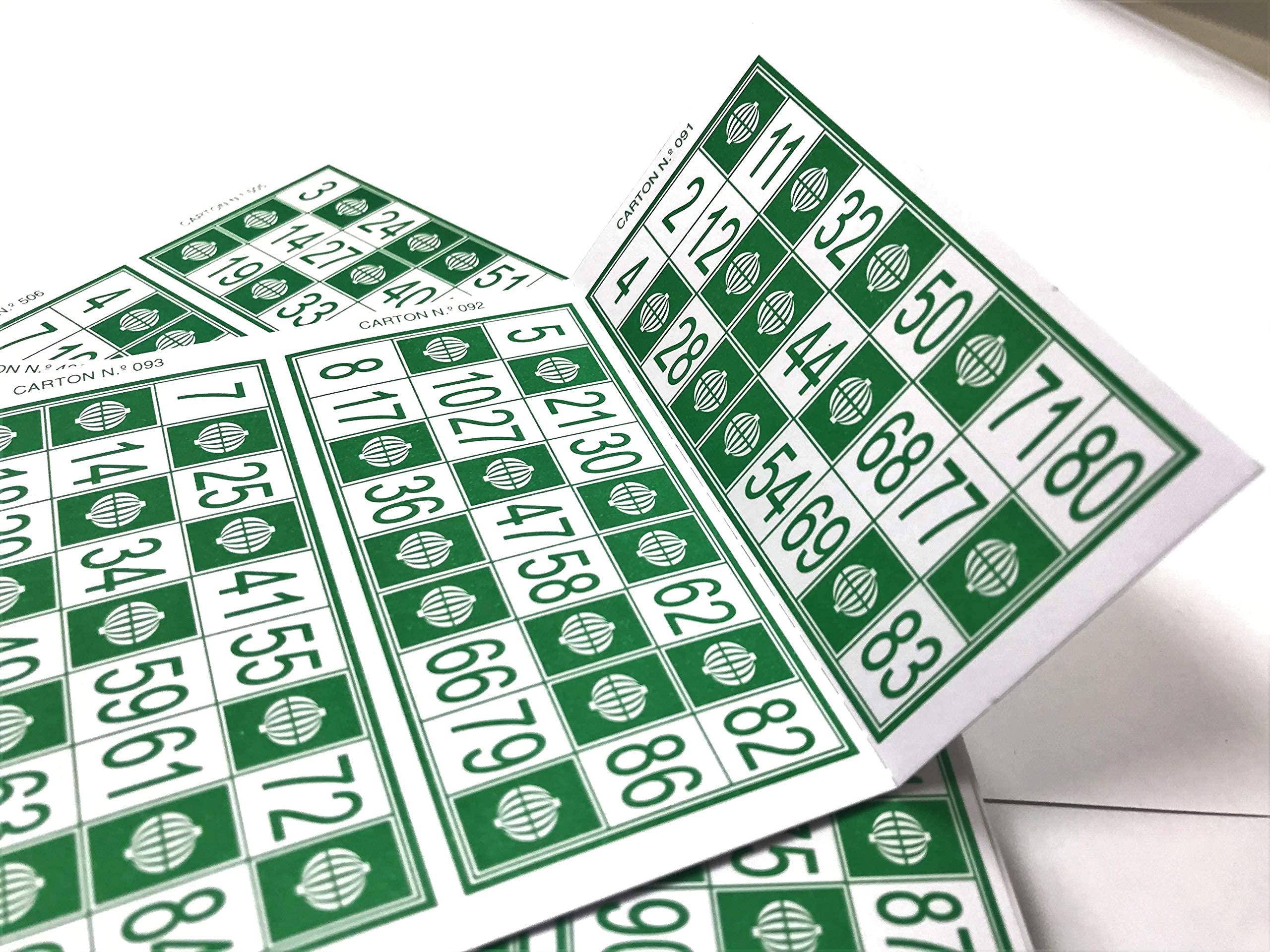 Genérico 600 Cartones para Bingo Tradicional De 90 Bolas (Verde)
