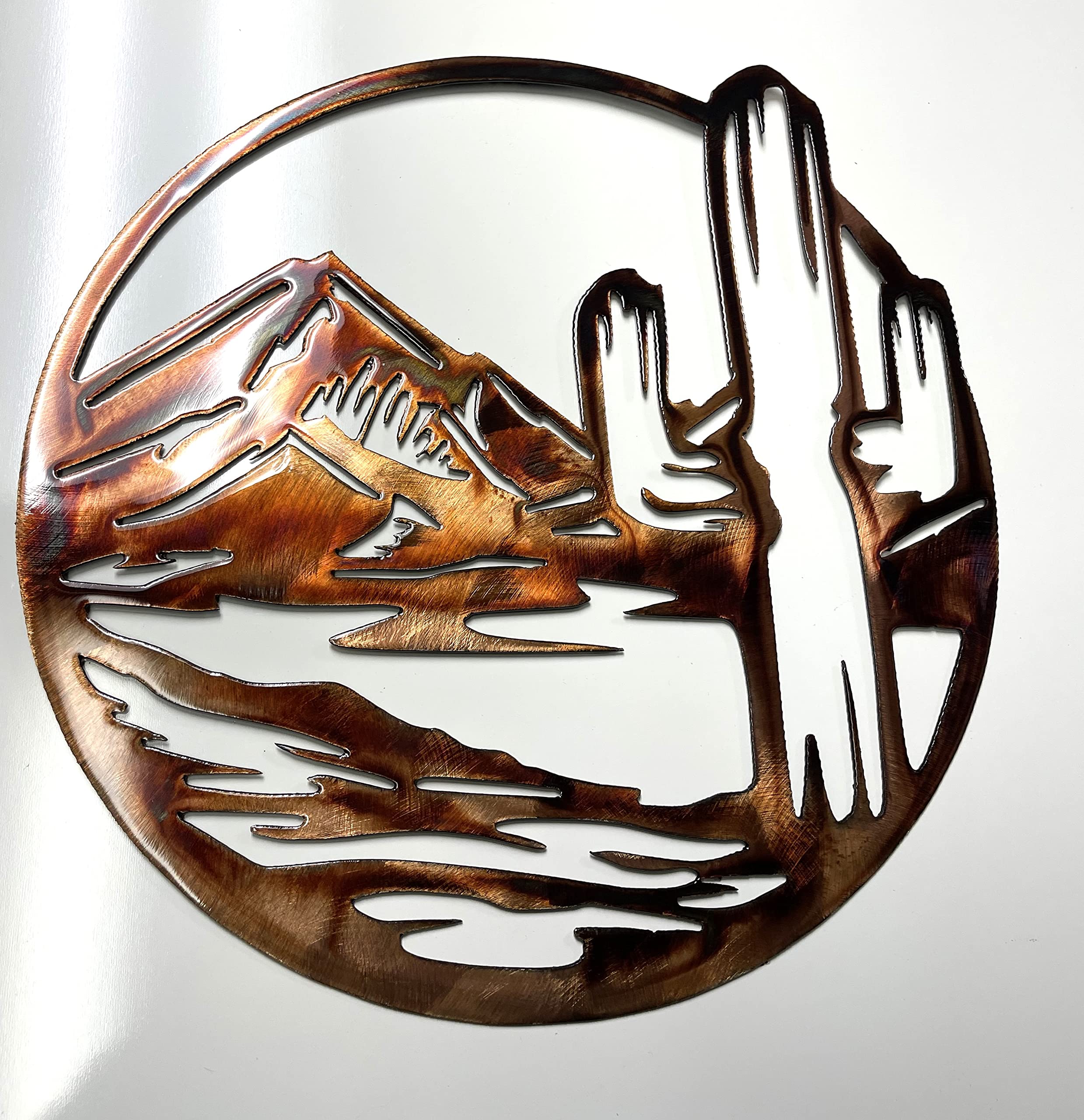 Arizona Cactus Circle Metal Wall Art - Copper - 14