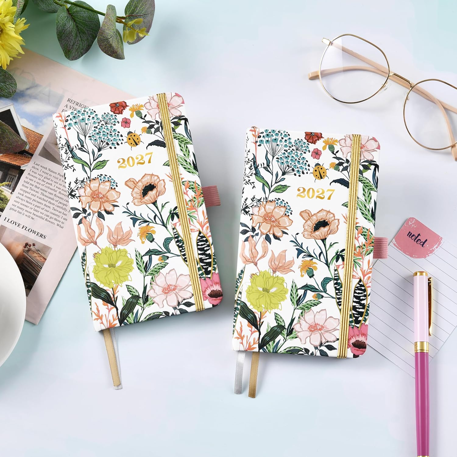 2027 Pocket Planner/Calendar - January 2027 - December 2027, Pocket Calendar 2027, Weekly Monthly Planner, 6.3''×3.8'', Pen Loop, 2 Book Marks, Elastic Closure, Note Pages image 2
