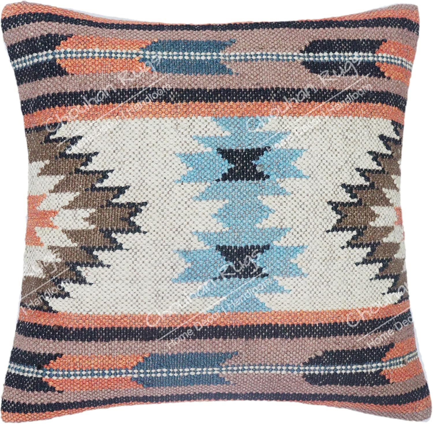 Chouhan Rugs Set of 5 Handmade Jute Pillow Covers,Handwoven cushion covers,18x18 Inch square pillowcases,home decor pillow covers,christmas decor,kilim pillow