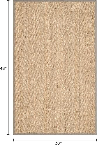 Miniatura 279 de Safavieh Colección de fibra natural NF115P - Alfombra (fibra natural), color gris, Fibras naturales beige, (Natural/Beige),Natural/Negro,Natural