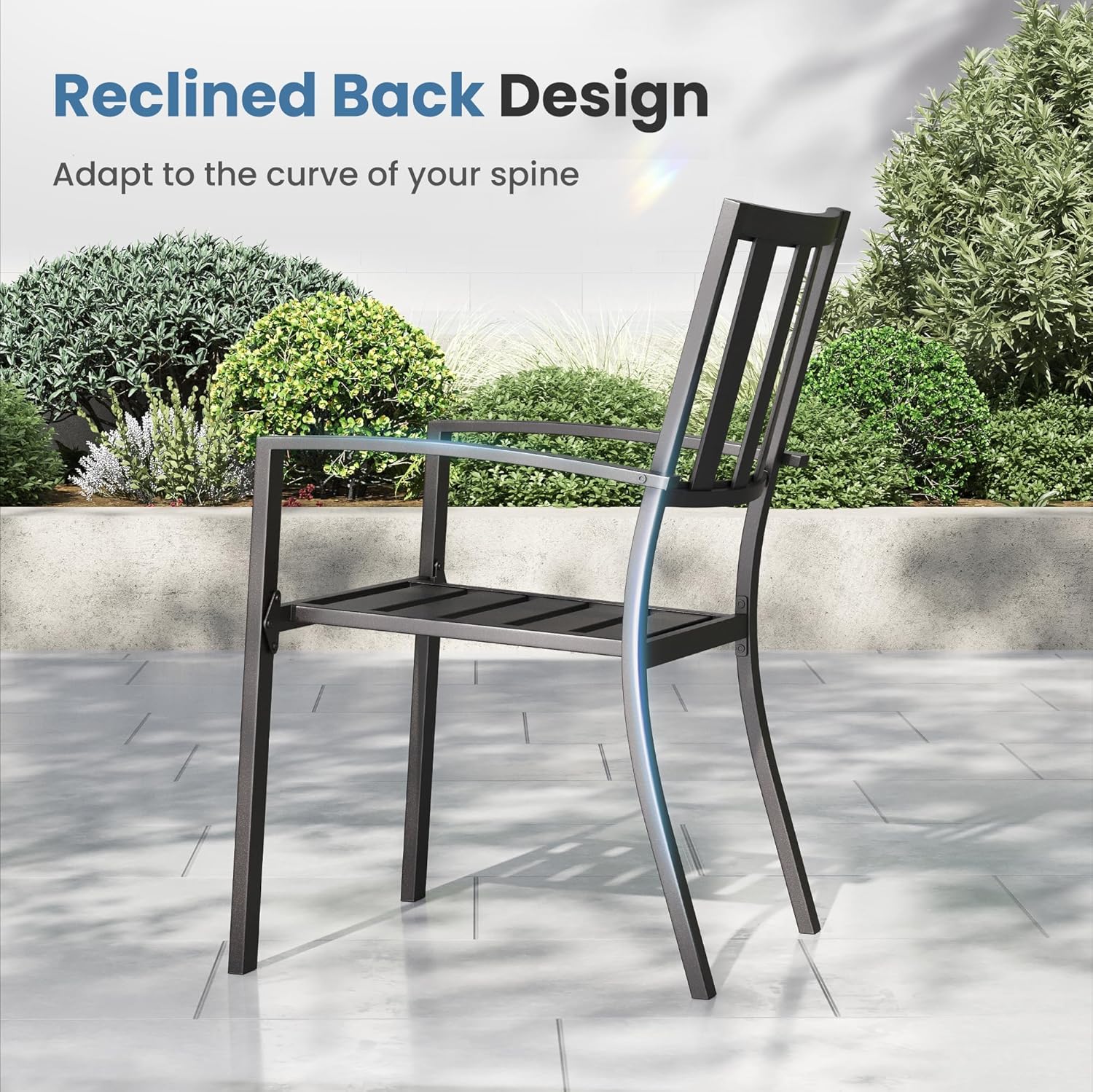 PHI VILLA 5-Piece Metal Patio Outdoor Table and Chairs Dining Set- 37" Square Bistro Table and 4 Backyard Garden Chairs, Table with 1.57" Umbrella Hole