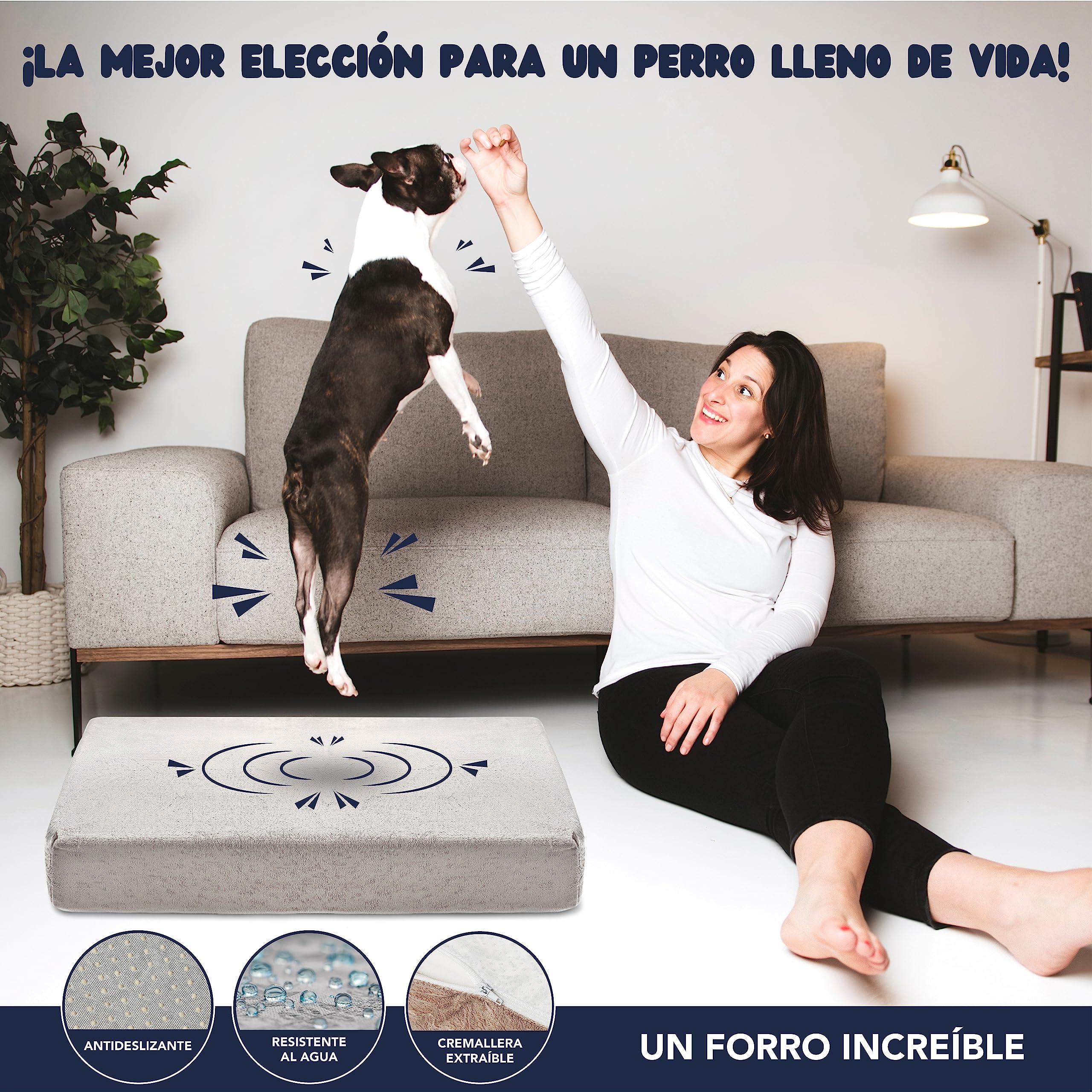 Cama Perro Grande Ortopédica XL - Cojines para Perros Espuma con Memoria - Manta Removible Resistente al Agua Lavable en Lavadora, 110x70x9cm