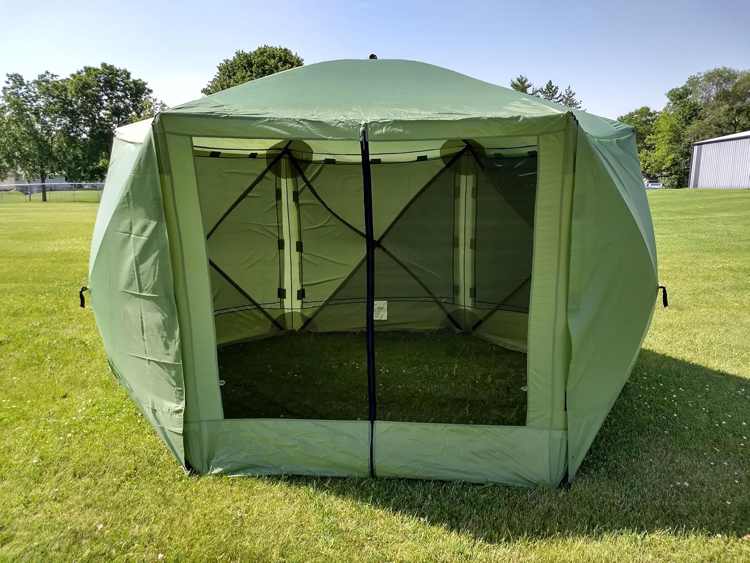 VENATIC Pop-Up Portable Screen Tent, 5-Sided Hub Gazebo, 4 Person Screen House, Easy Install Canopy, Green