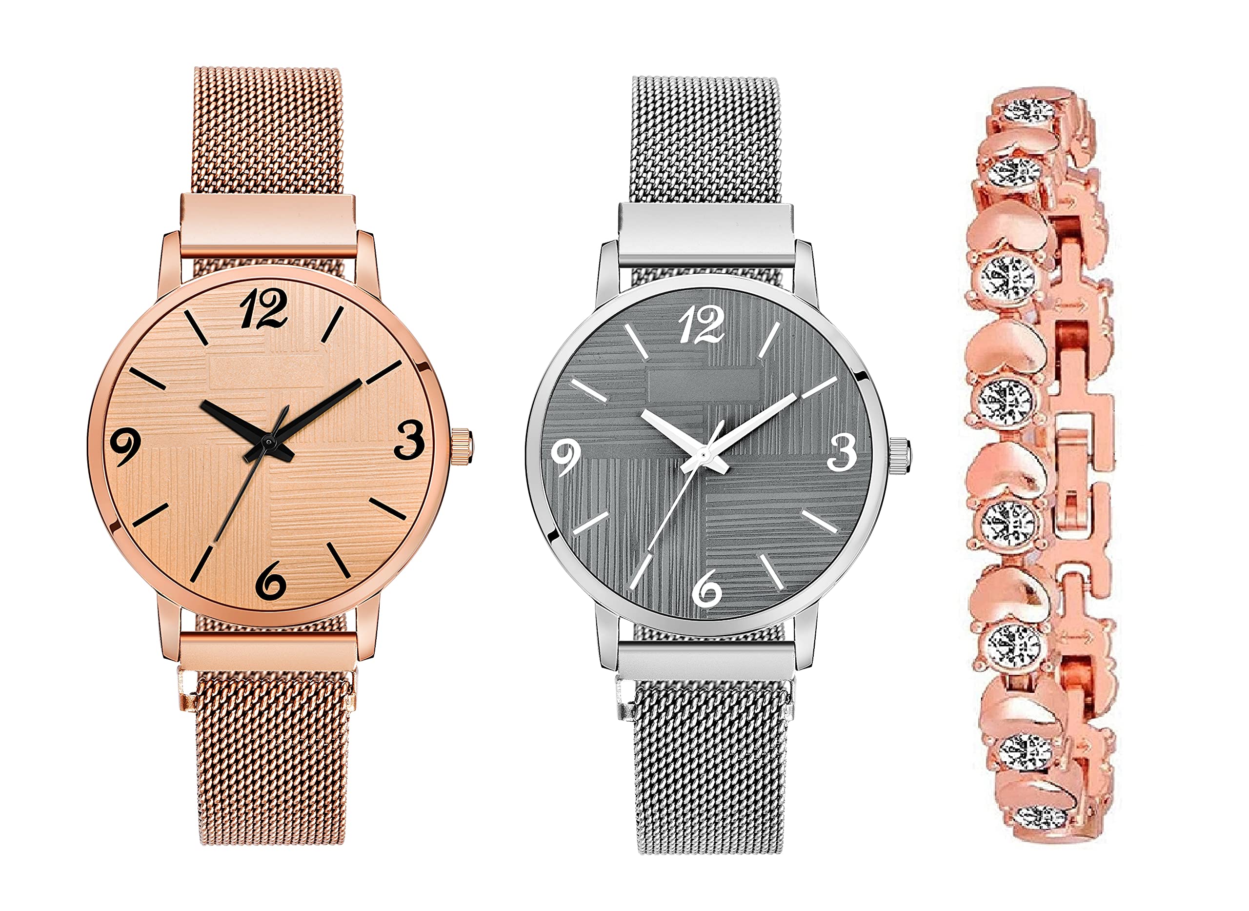 Watch City Watch Combo Casual Rose Gold and Silver Color Attractive Dial with Trending Magnetic Analogue Metal Strap Watches for Girls and Womens Pack of – 2 with Rose Gold Color Bracelet (B093YWSW2Q) Amazon Price History, Amazon Price Tracker